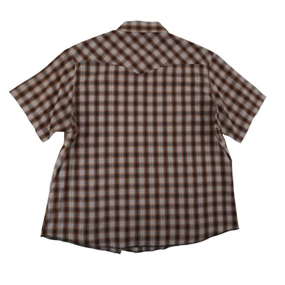 Wrangler Western Short Sleeve Shirt XXL Mens – Pearl Snaps Plaid Cowboy Rodeo - Picture 4 of 5